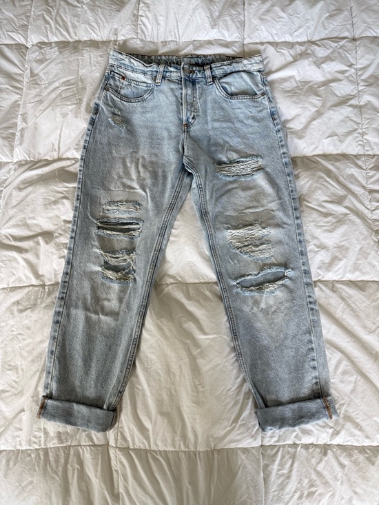 H&M Denim - H&M Light Blue Distressed Boyfriend Jeans